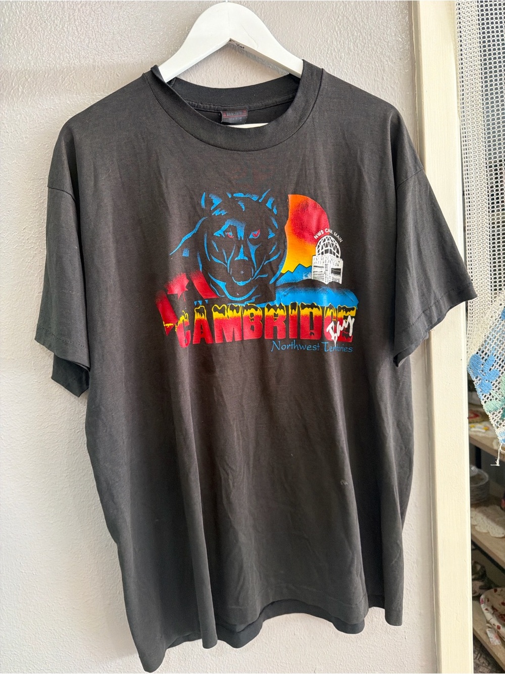 Cambridge Black Graphic T-Shirt with Bold Multicolor Print